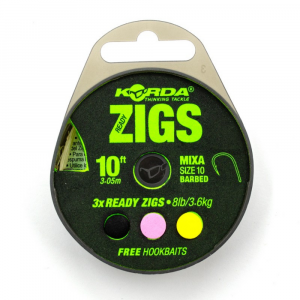 Готовая оснастка Korda Ready Zigs 12Ft 3.6м, №10 barbed