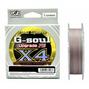 Плетёный шнур YGK G-soul X4 Upgrade 150м, #0.6-12lb, серо-розовый