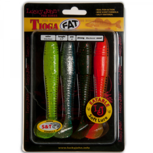 Мягкая съедобная приманка Lucky John Pro Series Tioga Fat 4.5 цвет MIX1