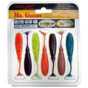 Мягкая съедобная приманка Lucky John Pro Series Mr. Greedy 3.0 цвет MIX1