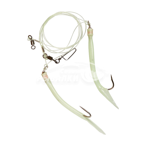 Усиленная ставка дроп шот с двумя крючками Gummi Makk 12/0 Glow-Glow