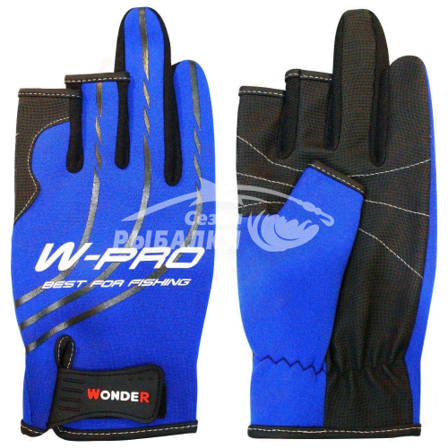 Перчатки неопреновые Wonder синие с черным с двумя пальцами L