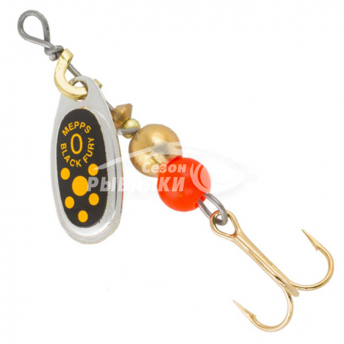 Вращающаяся блесна Mepps Comet Black Fury №1 silver-yellow