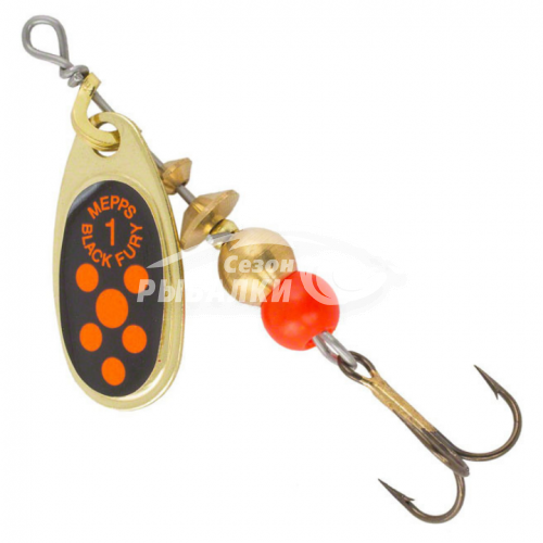 Вращающаяся блесна Mepps Comet Black Fury №1 gold-fluo-orange