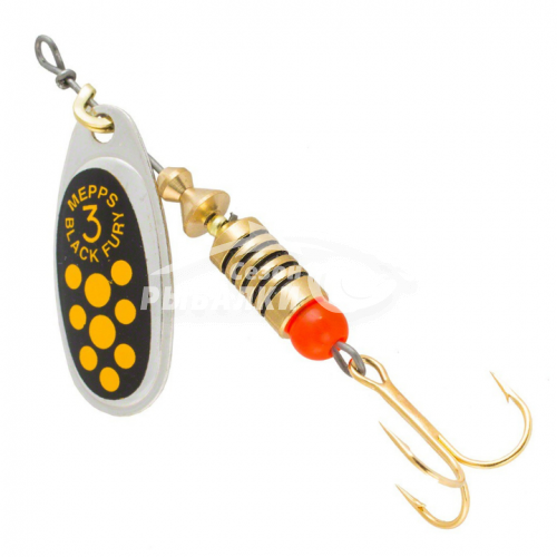 Вращающаяся блесна Mepps Comet Black Fury №3 silver-yellow