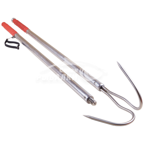 Багор с двойным крючком двухчастный ручной работы нержавеющая сталь 2.2м