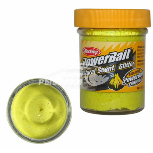 Паста форелевая Berkley Powerbait Dough Natural Scent Garlic - Sunshine Yellow 50гр