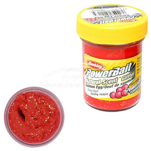 Паста форелевая Berkley Powerbait Natural Scent Glitter Trout Bait Salmon Egg Red Glitter 50гр