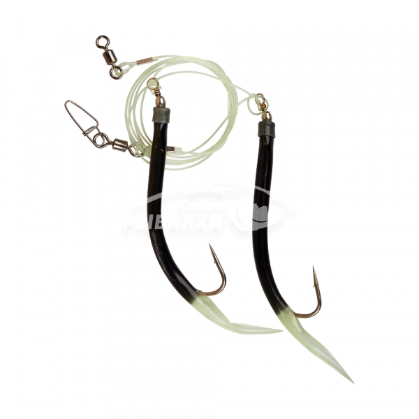 Усиленная ставка дроп шот с двумя крючками Gummi Makk 6/0 Black-Black