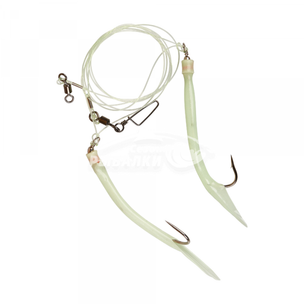 Усиленная ставка дроп шот с двумя крючками Gummi Makk 14/0 Glow-Glow