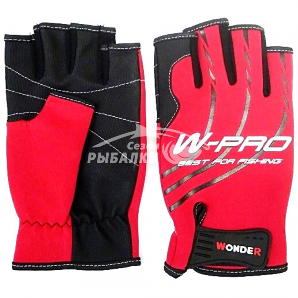Перчатки неопреновые Wonder красные с черным без пальцев ХL