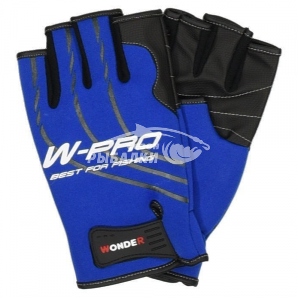 Перчатки неопреновые Wonder синие с черным без пальцев L