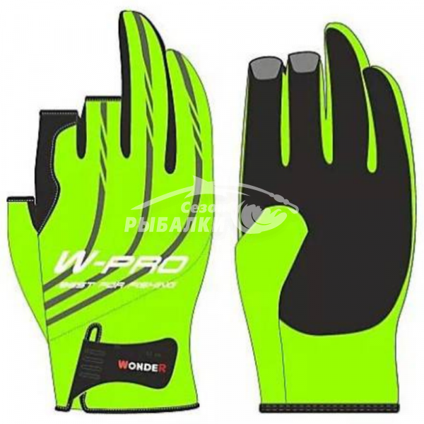 Перчатки неопреновые Wonder ярко-салатовые с двумя пальцами S