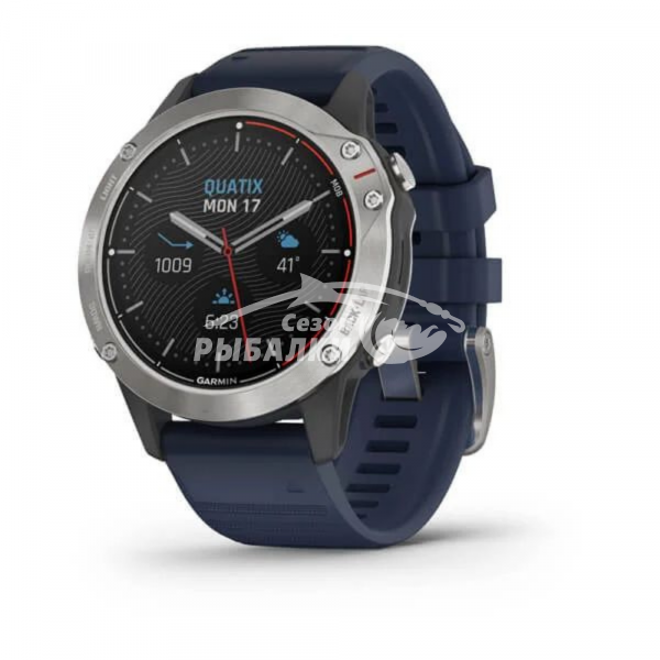 Морские часы Garmin QUATIX 6 серый с синим ремешком