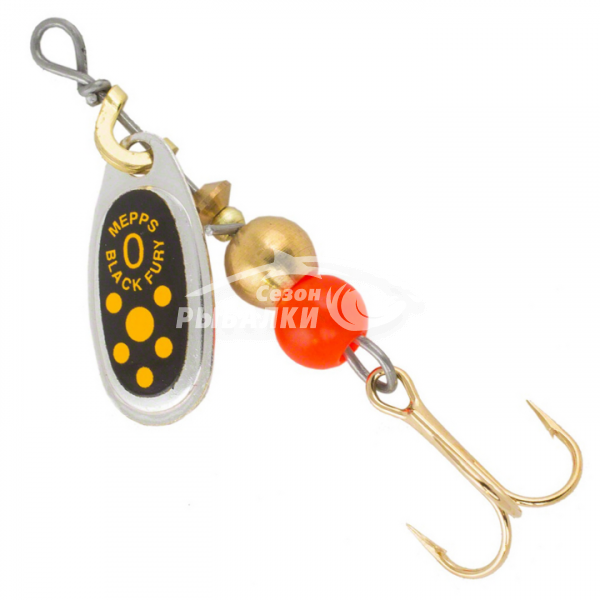 Вращающаяся блесна Mepps Comet Black Fury №0 silver-yellow