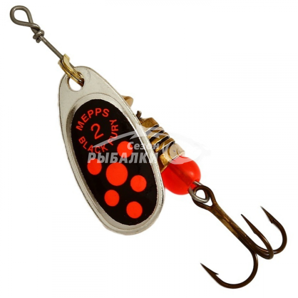 Вращающаяся блесна Mepps Comet Black Fury №2 silver-fluo-orange