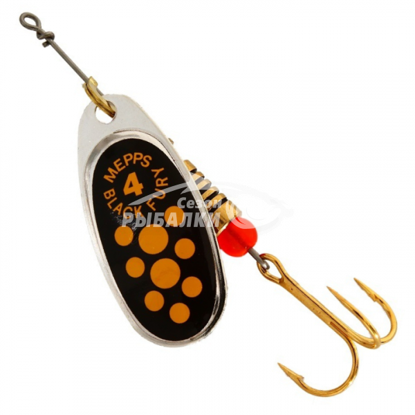 Вращающаяся блесна Mepps Comet Black Fury №4 silver-yellow