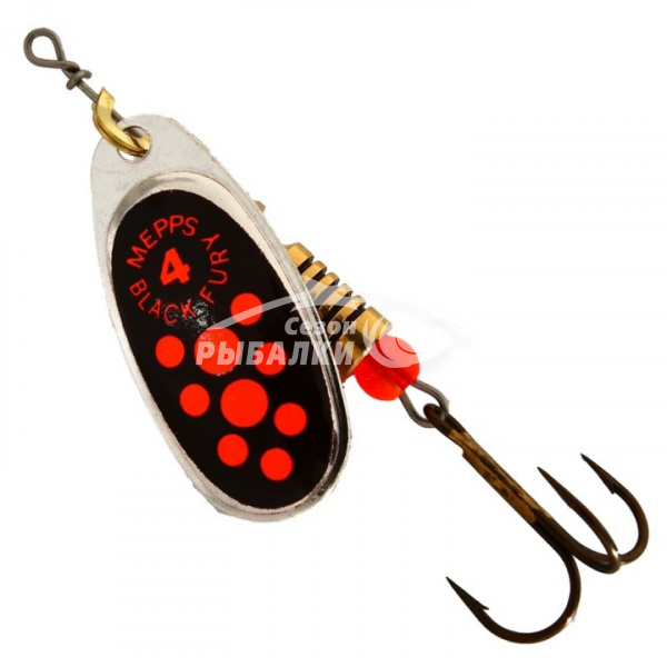 Вращающаяся блесна Mepps Comet Black Fury №4 silver-fluo-orange