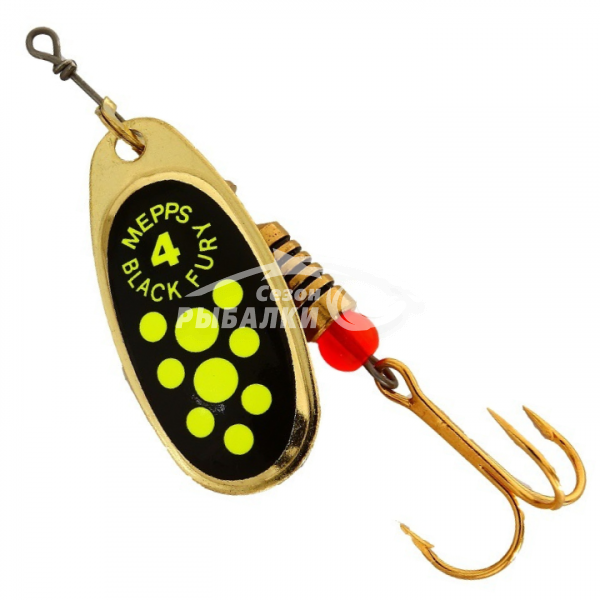 Вращающаяся блесна Mepps Comet Black Fury №4 gold-fluo-chart