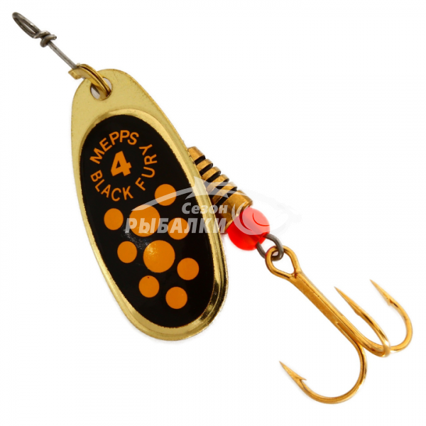 Вращающаяся блесна Mepps Comet Black Fury №4 gold-yellow