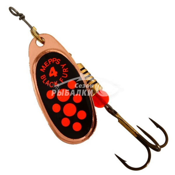 Вращающаяся блесна Mepps Comet Black Fury №4 copper-fluo-orange