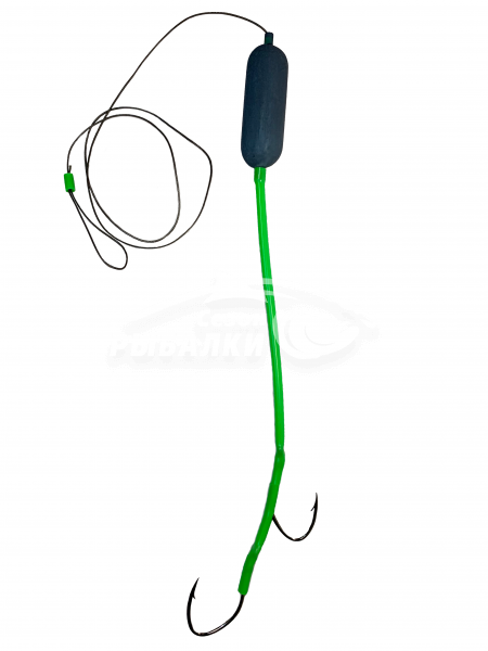 Оснастка для ловли сома с поплавком и двумя крючками 6/0 и 4/0