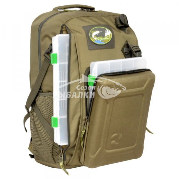 Рюкзак рыболовный Акватик РК-02 с коробками fisherbox цвет хаки