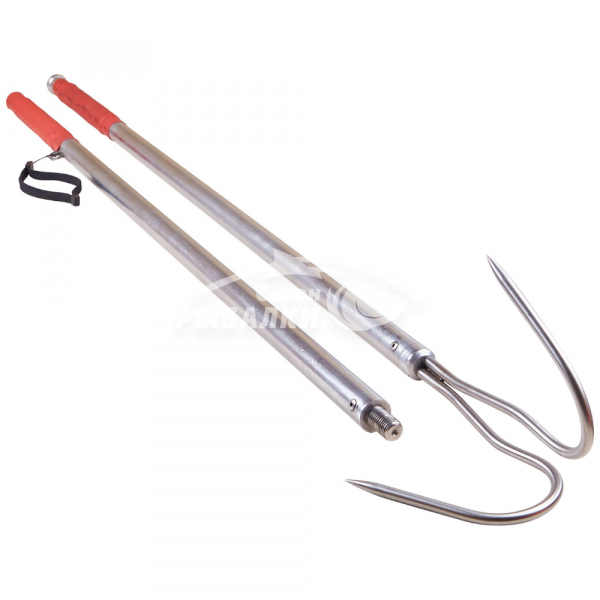 Багор с двойным крючком двухчастный ручной работы нержавеющая сталь 2.2м