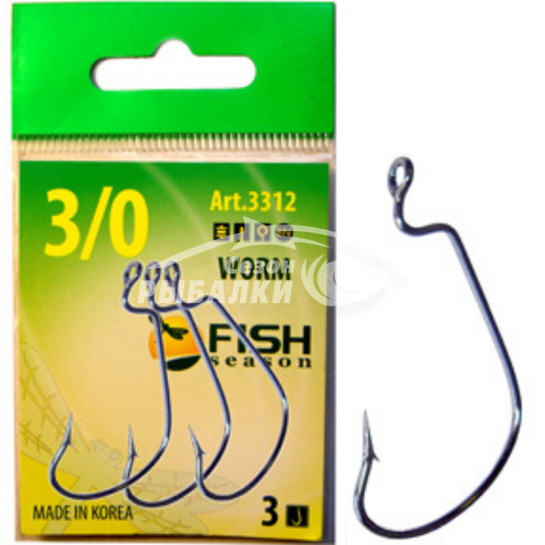 Крючок офсетный Fish Season Worm с большим ухом 3312 №01 Крючок офсетный Fish Season Worm с большим ухом 3312 №01