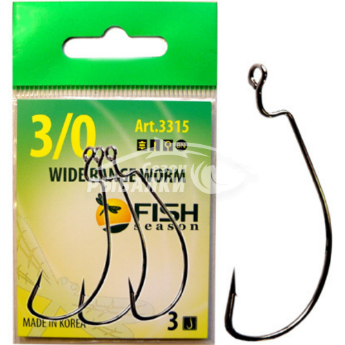 Крючок офсетный Fish Season Wide Range Worm с большим ухом 3315 №06