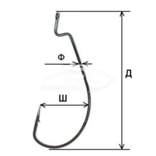 Крючок офсетный Fish Season Worm 2312 №1/0 Крючок офсетный Fish Season Worm 2312 №1/0