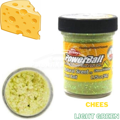 Паста форелевая Berkley Natural Scent Trout Bait Cheese Light Green 50гр Сыр