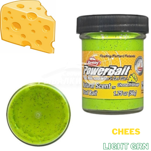 Паста форелевая Berkley Natural Scent Trout Bait Cheese Light GRN 50гр