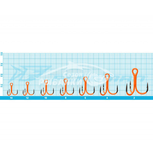 Крючок тройной Flagman Treble hook F41 Orange №14