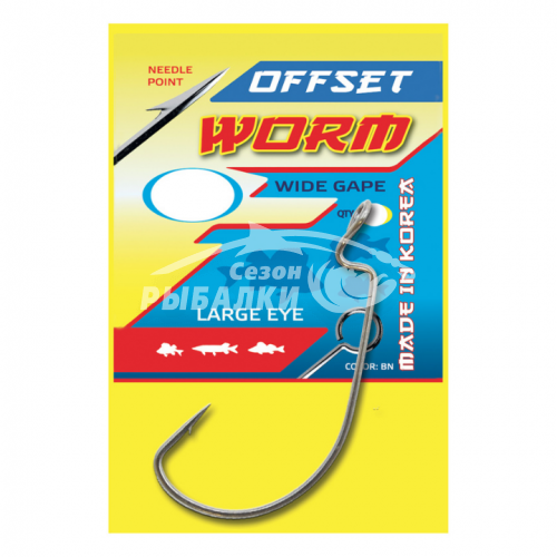 Крючок офсетный Flagman Wide Gape Worm Big Eye №02 Крючок офсетный Flagman Wide Gape Worm Big Eye №02