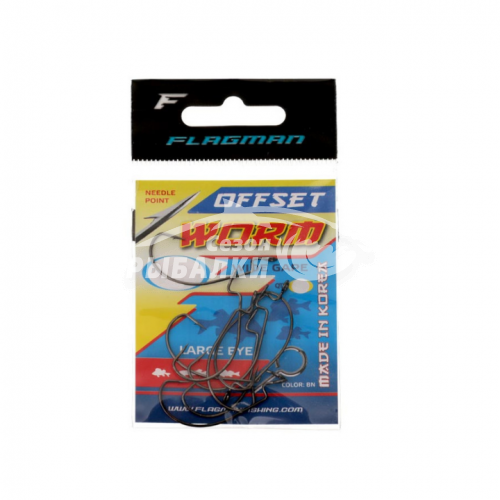Крючок офсетный Flagman Wide Gape Worm Big Eye №02 Крючок офсетный Flagman Wide Gape Worm Big Eye №02