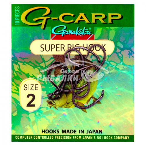 Крючки карповые Gamakatsu G-Carp Super Rig Hook №1