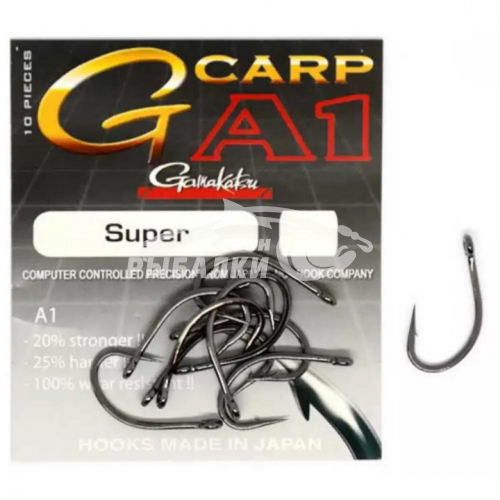 Крючки карповые Gamakatsu A1 G-Carp Super №1/0